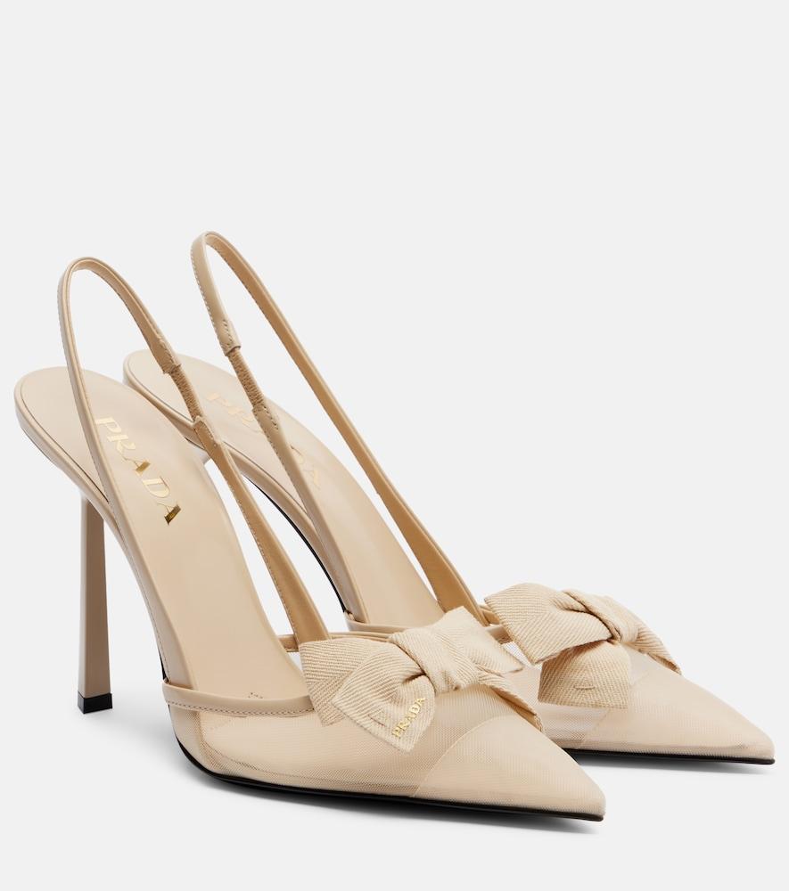 prada bow-detail mesh slingback pumps