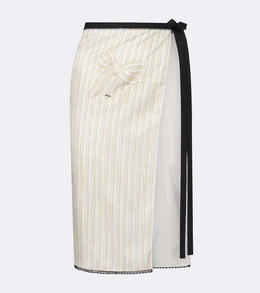 prada bow-detail striped apron