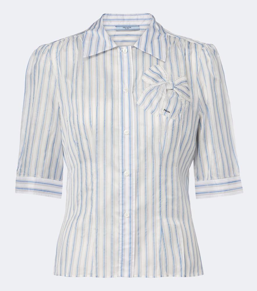 prada bow-detail striped shirt