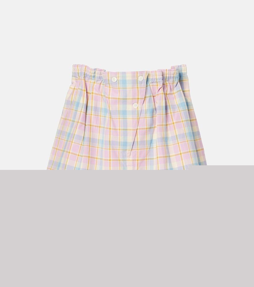 prada checked gathered cotton miniskirt