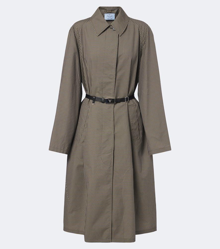 prada checked technical trench coat