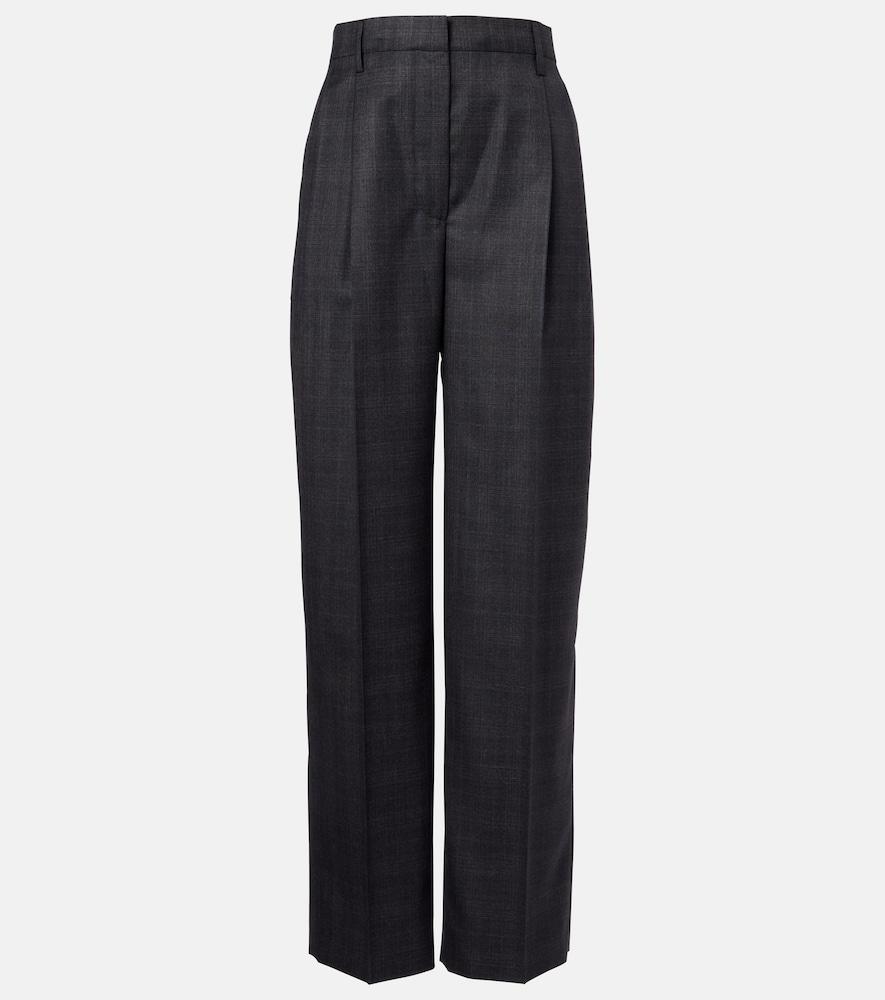 prada checked wool wide-leg pants