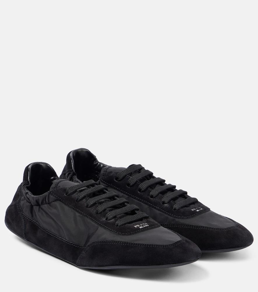 prada collapse re-nylon suede-trimmed sneakers