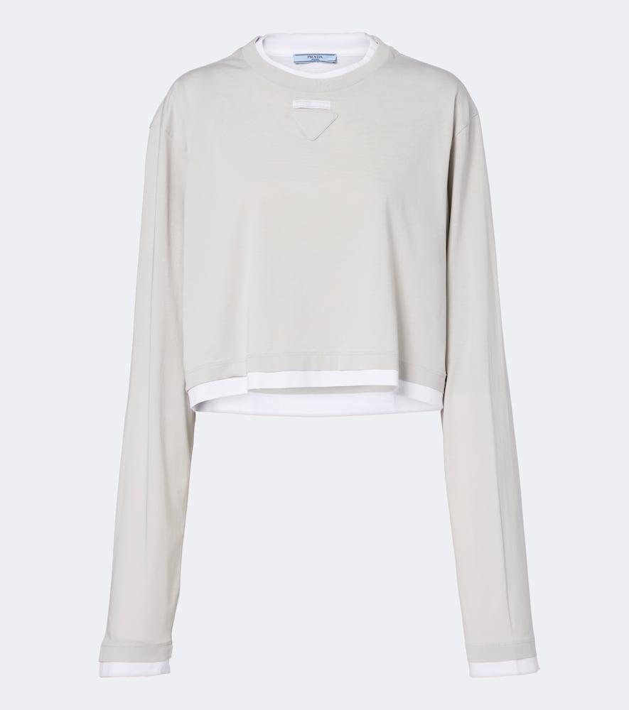 prada cotton piqué and jersey top