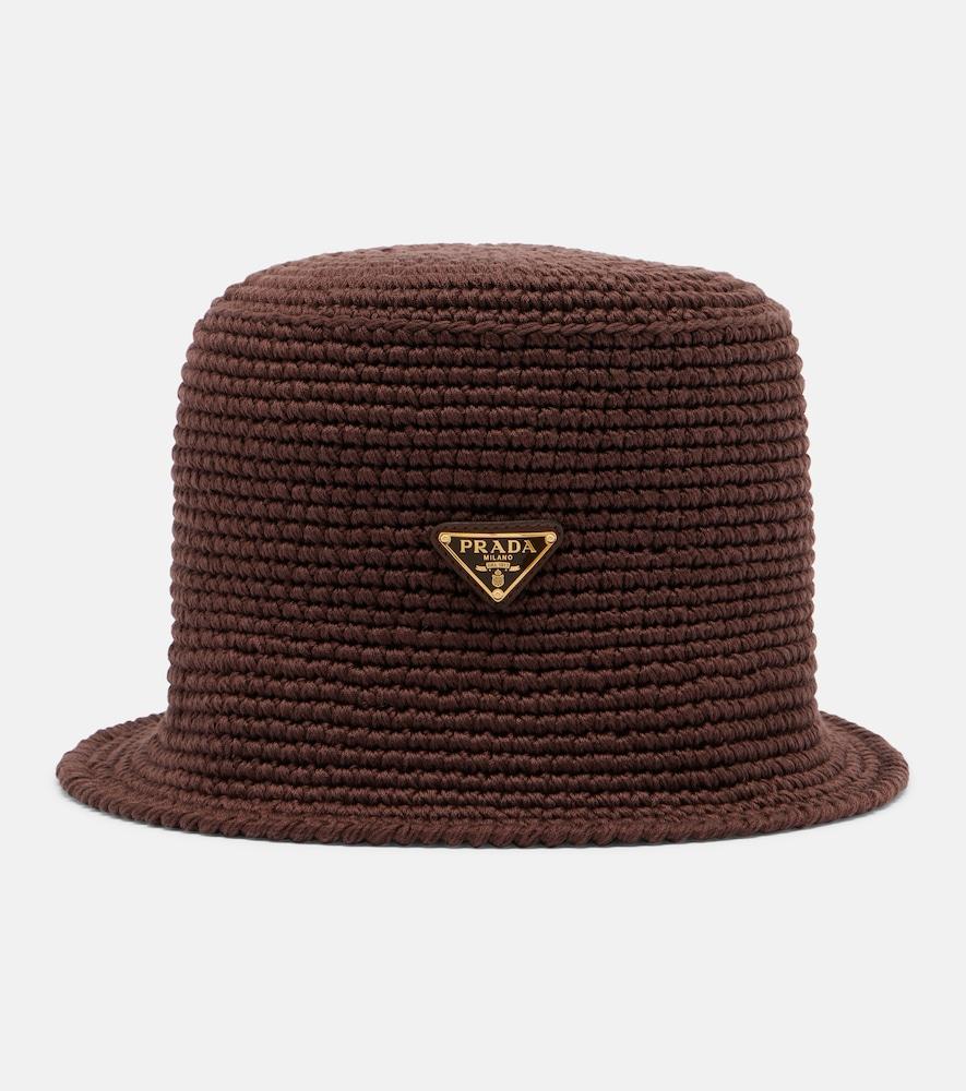 prada crochet cotton bucket hat