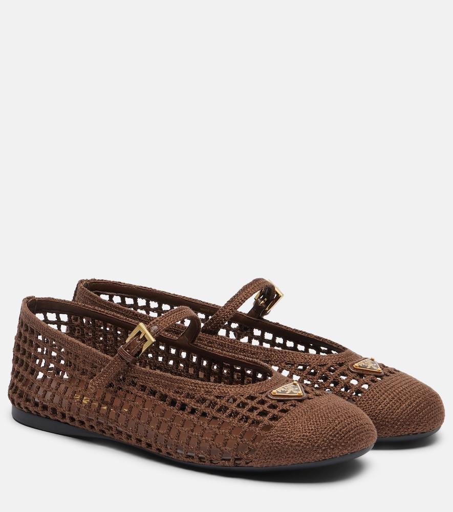 prada crochet mary jane flats