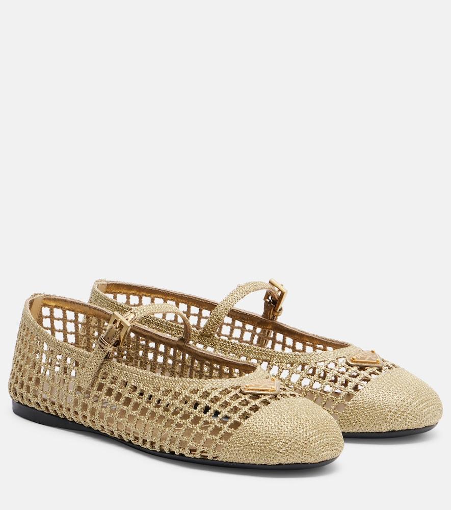 prada crochet mary jane flats