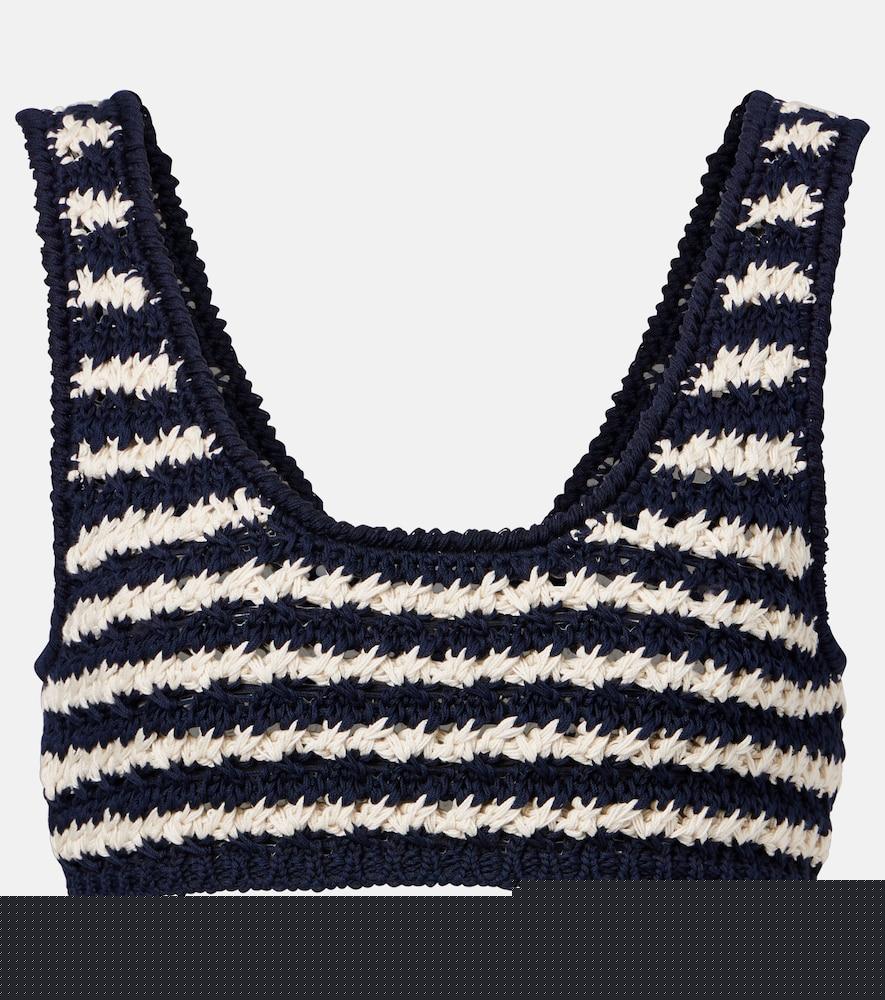 prada crochet striped cotton crop top