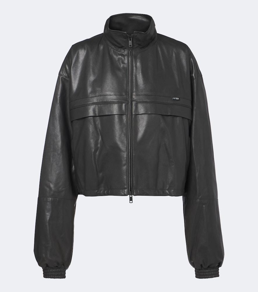prada cropped leather jacket