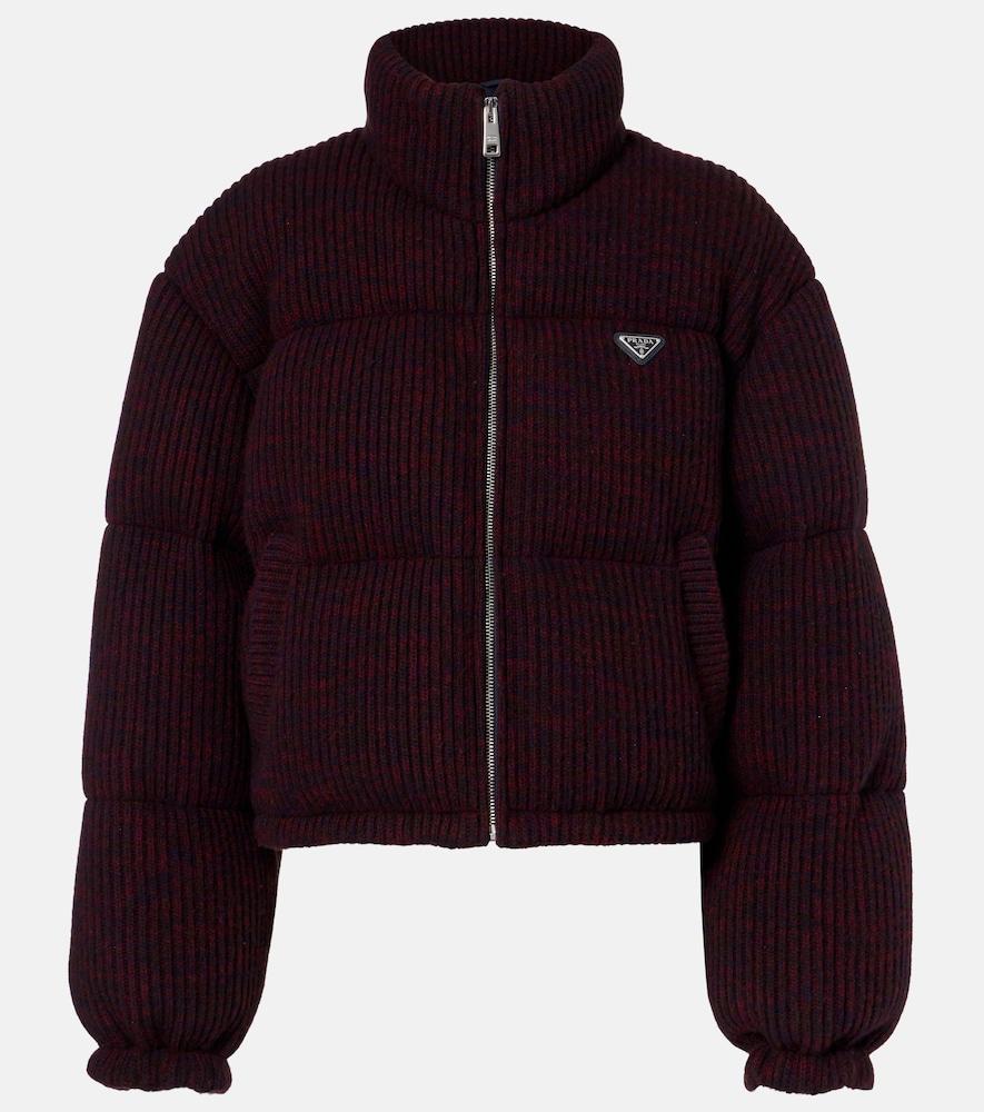 prada cropped wool and cashmere down jacket