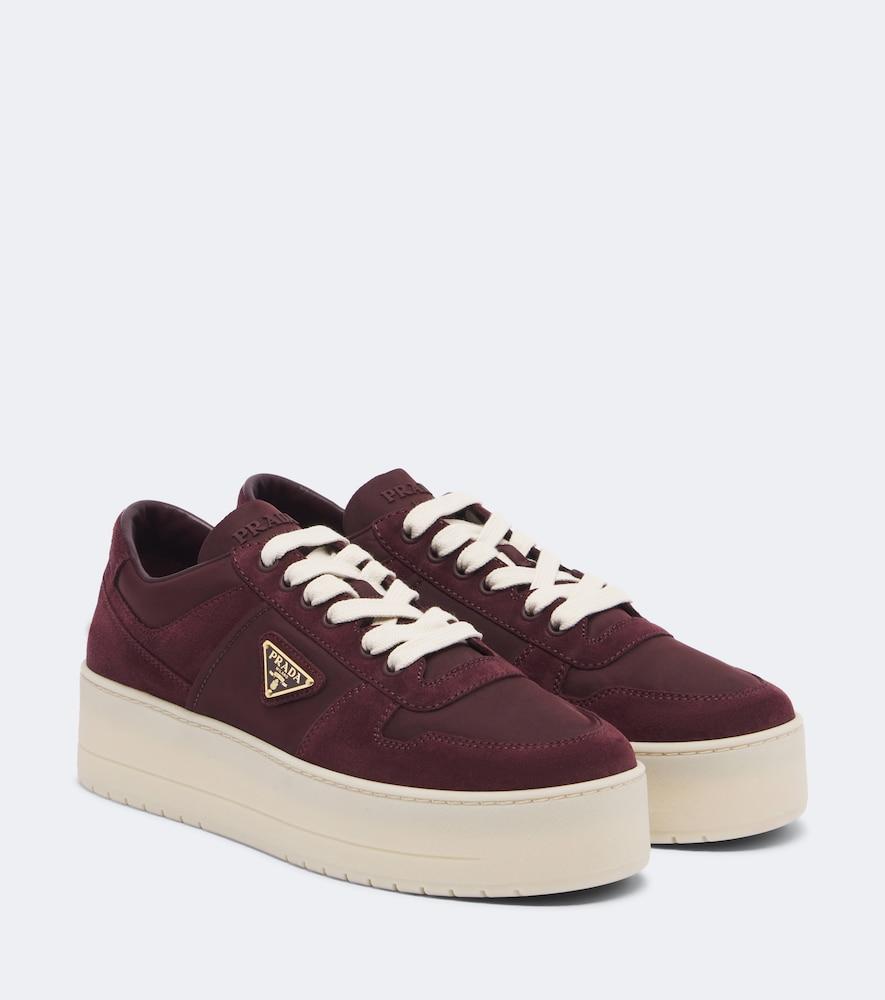 prada downtown bold re-nylon and suede sneakers
