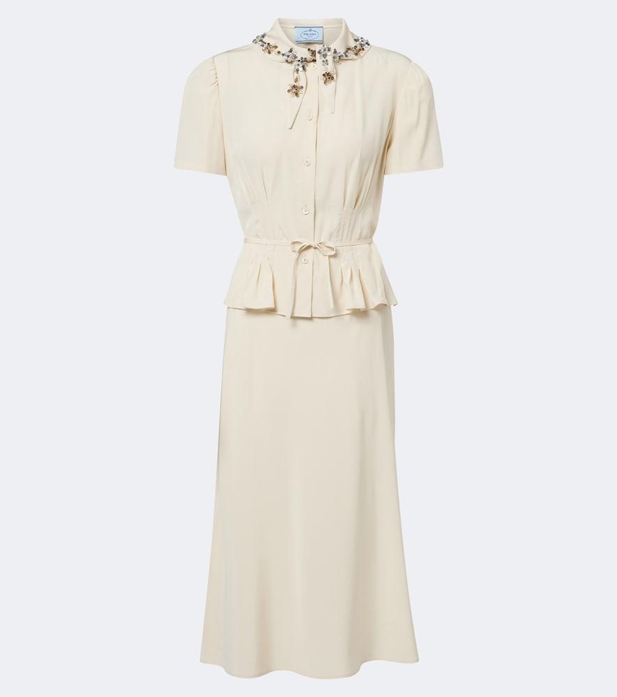 prada embellished silk crêpe midi dress