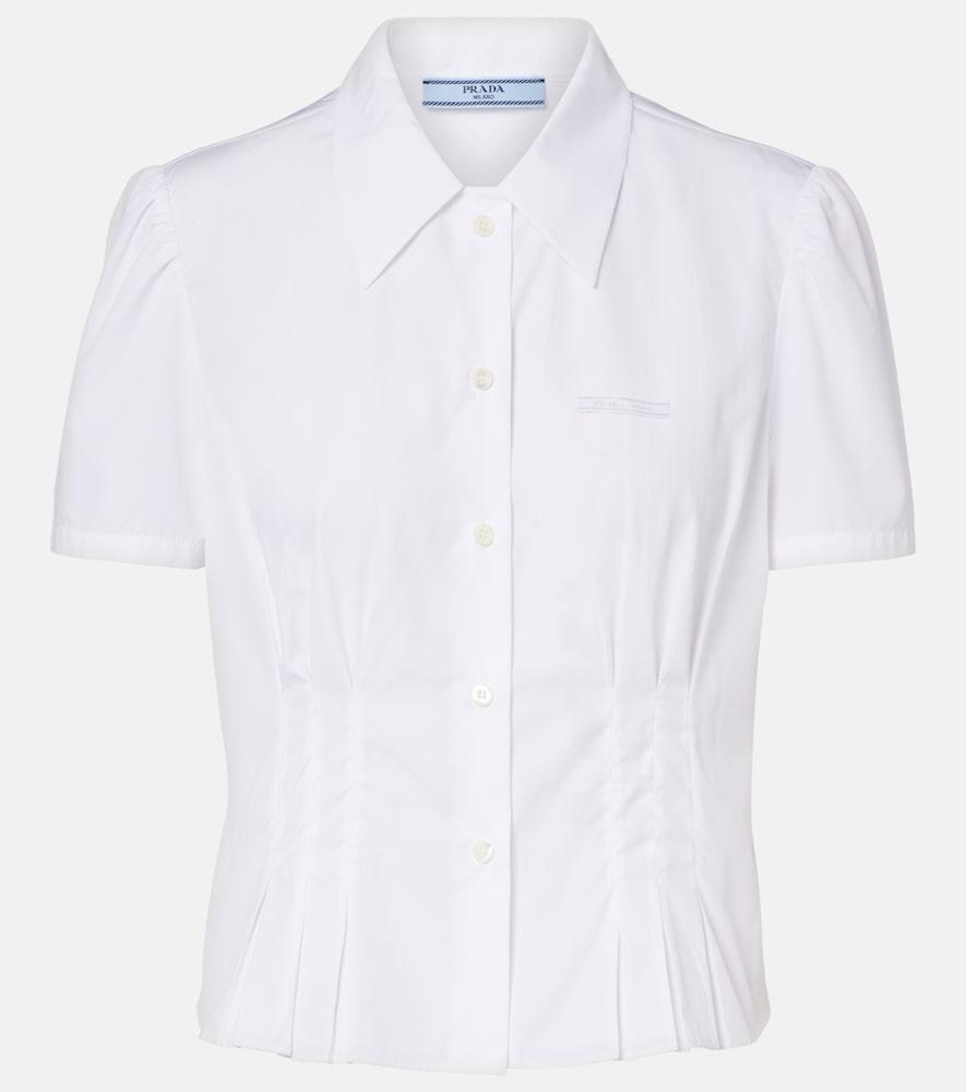 prada gathered cotton poplin shirt