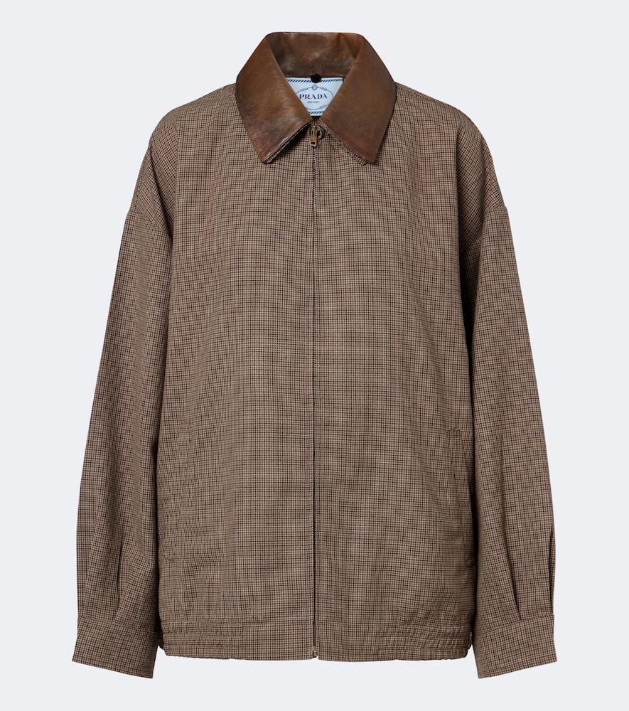 prada houndstooth virgin wool blouson jacket