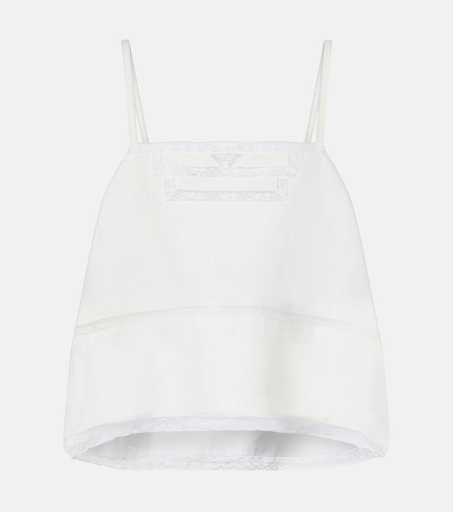 prada lace-trimmed linen top