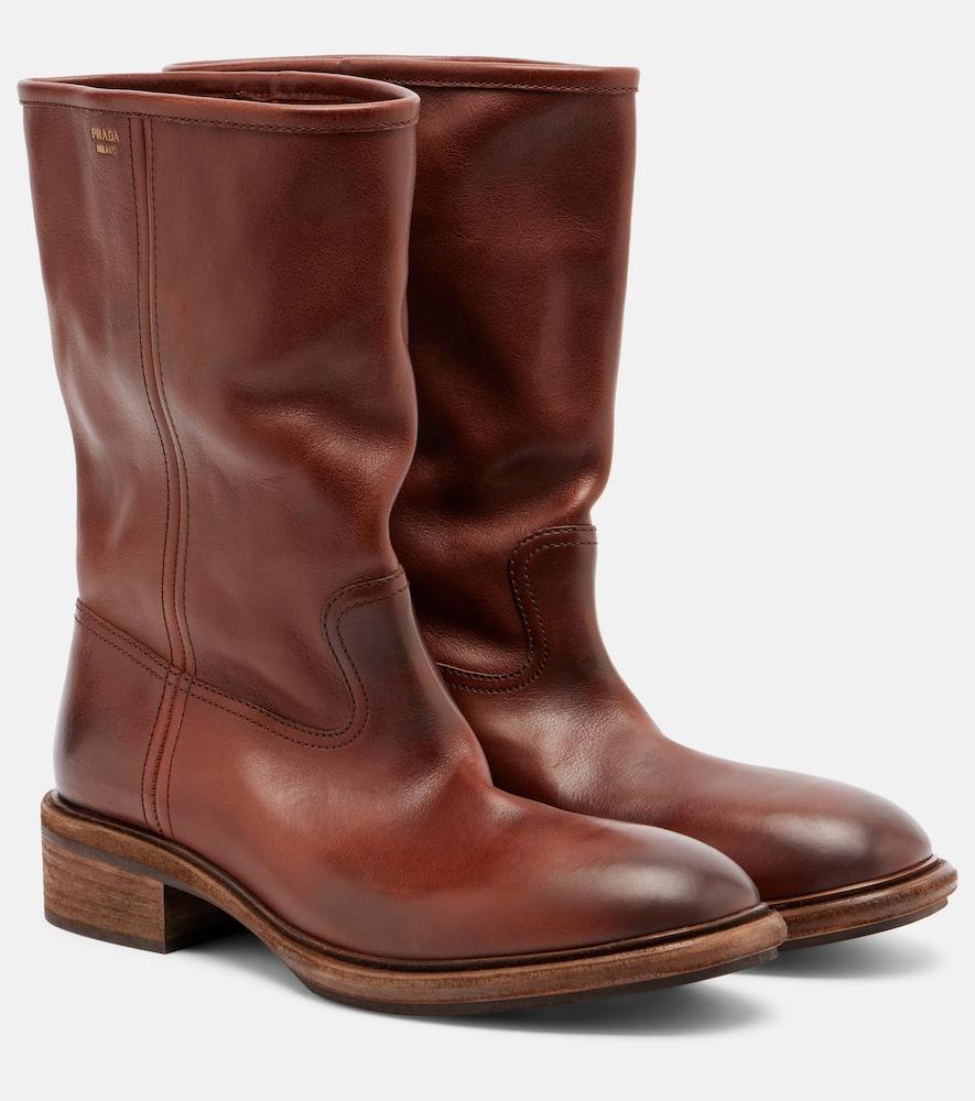 prada leather mid-calf boots