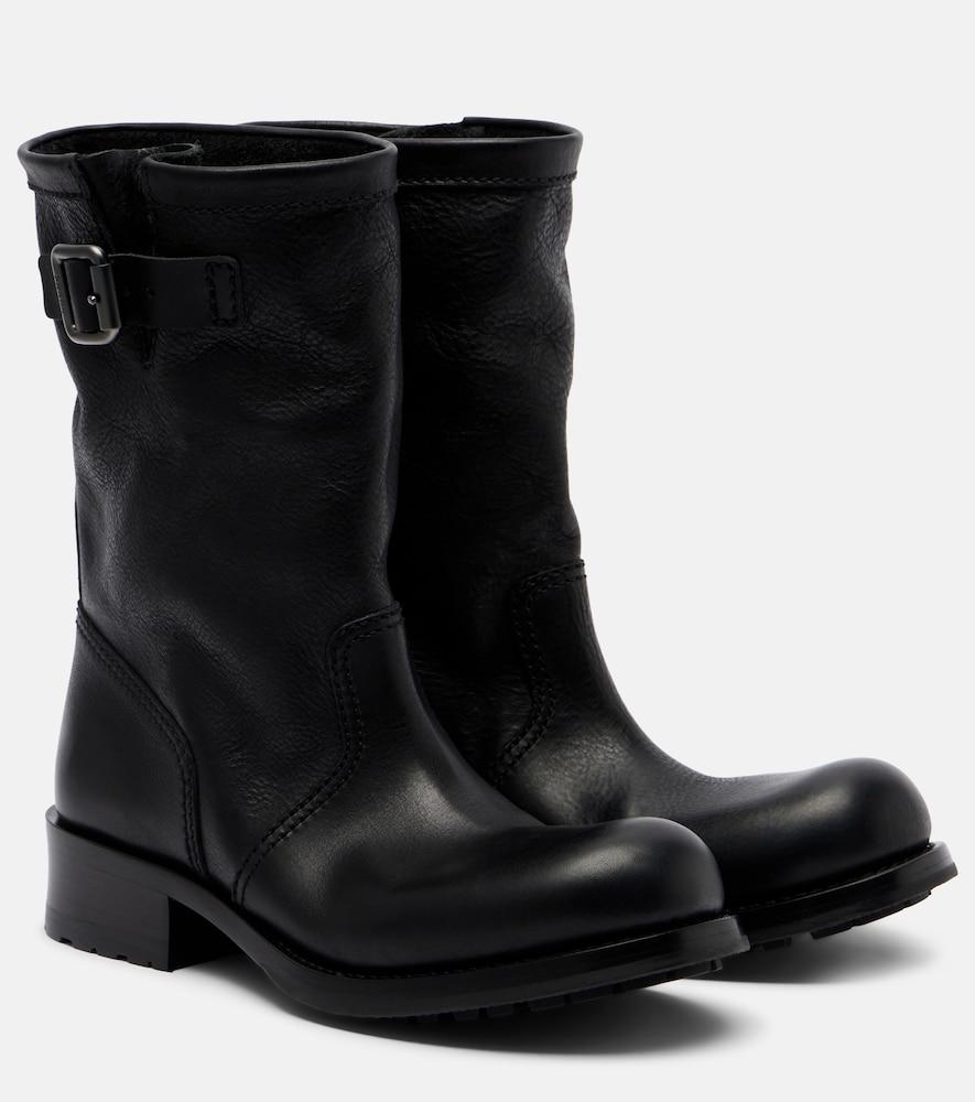 prada leather mid-calf boots