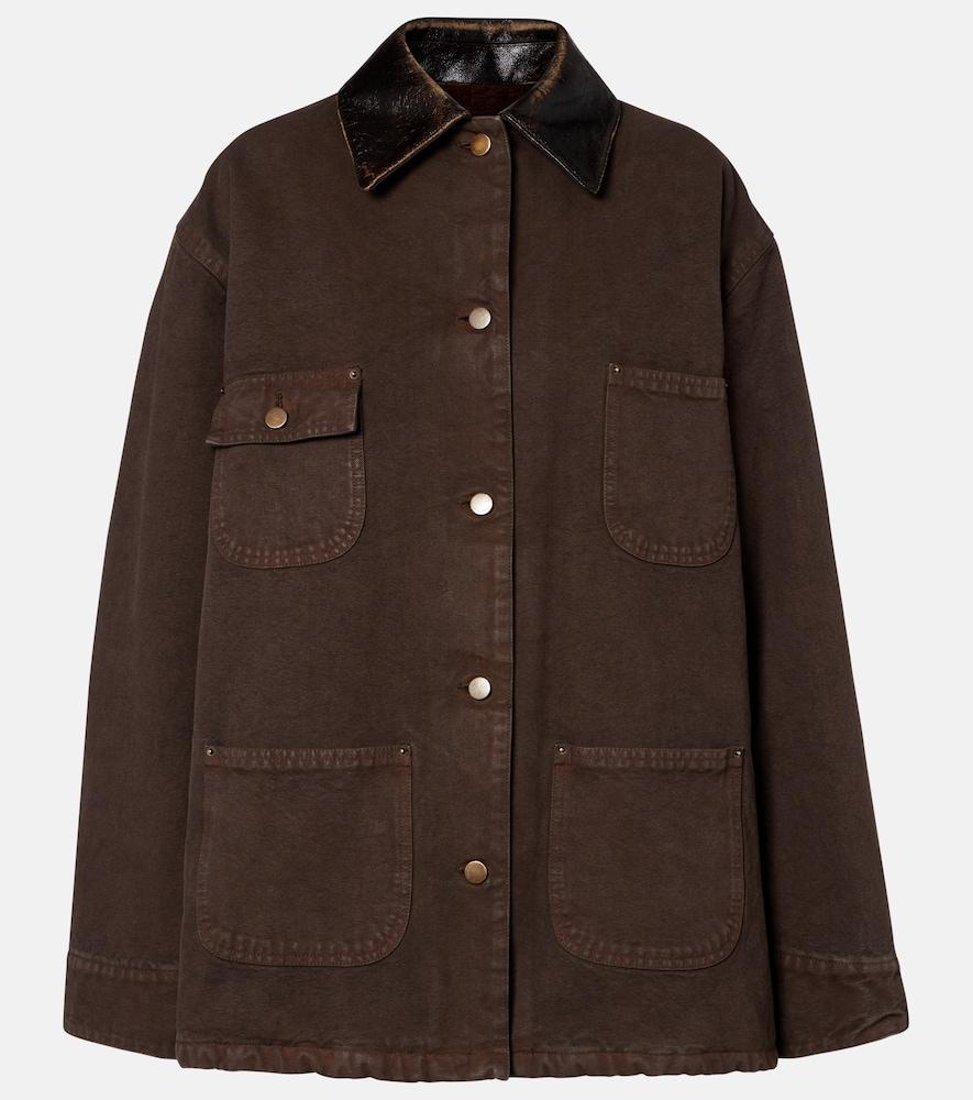 prada leather-trimmed cotton canvas field jacket