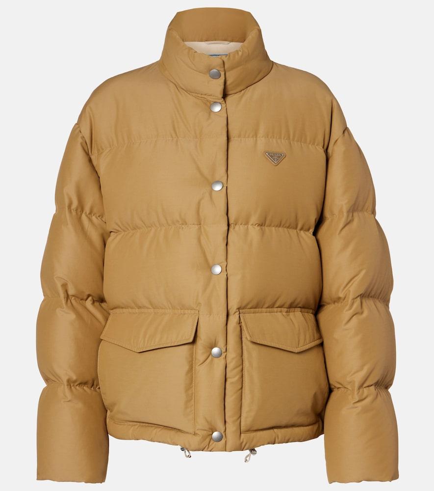 prada logo cotton-blend puffer jacket