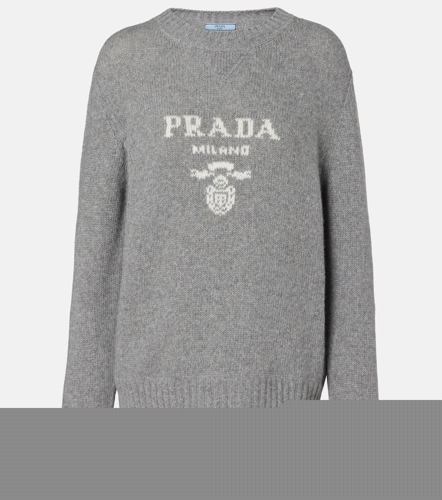 prada logo intarsia wool and cashmere sweater