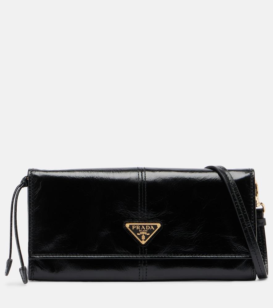 prada logo leather pouch with strap