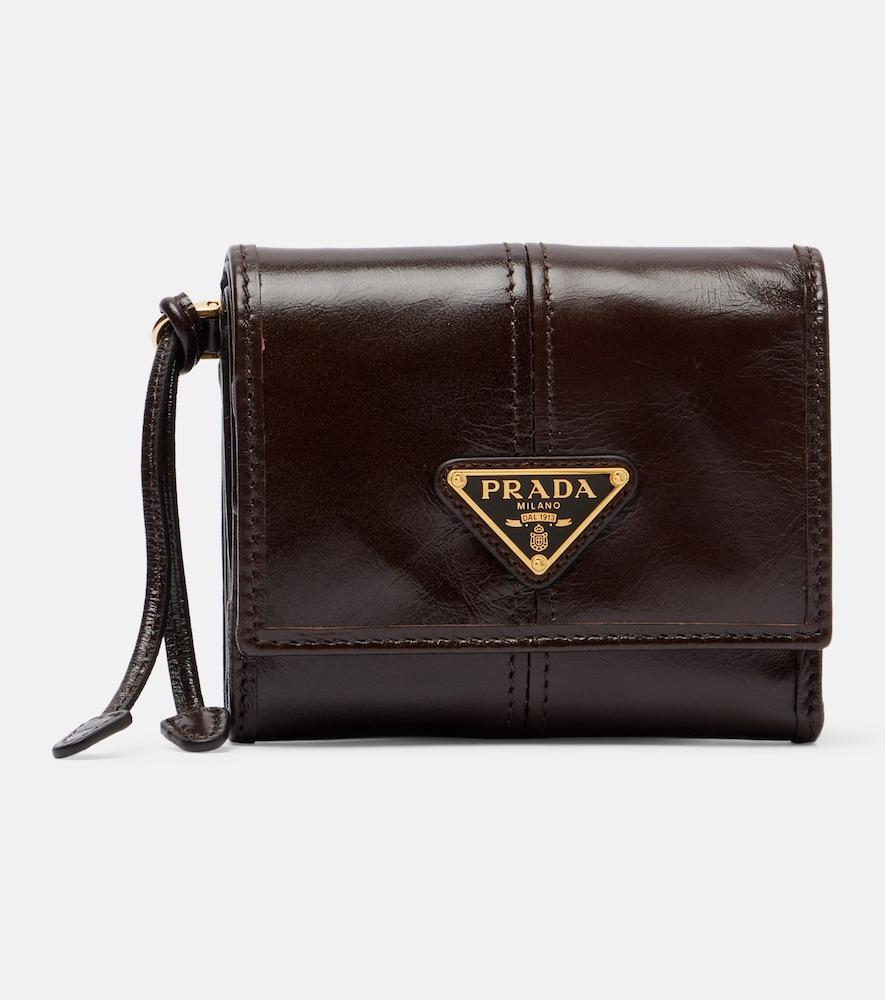 prada logo leather wallet