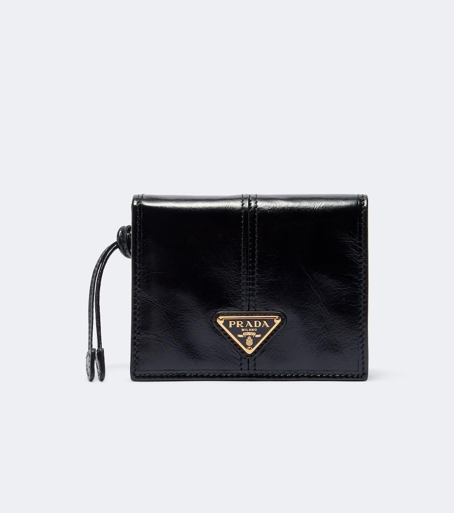 prada logo leather wallet