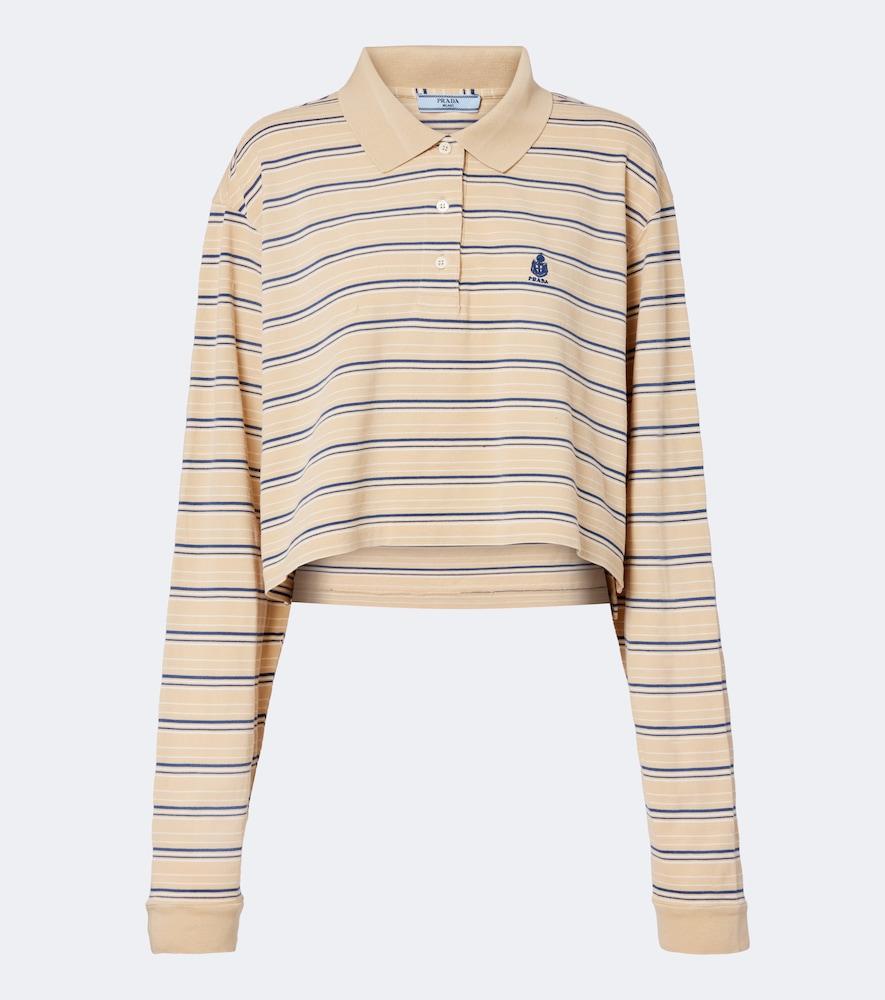 prada logo striped cotton piqué polo shirt