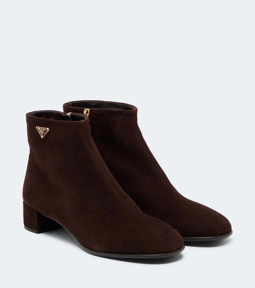 prada logo suede ankle boots