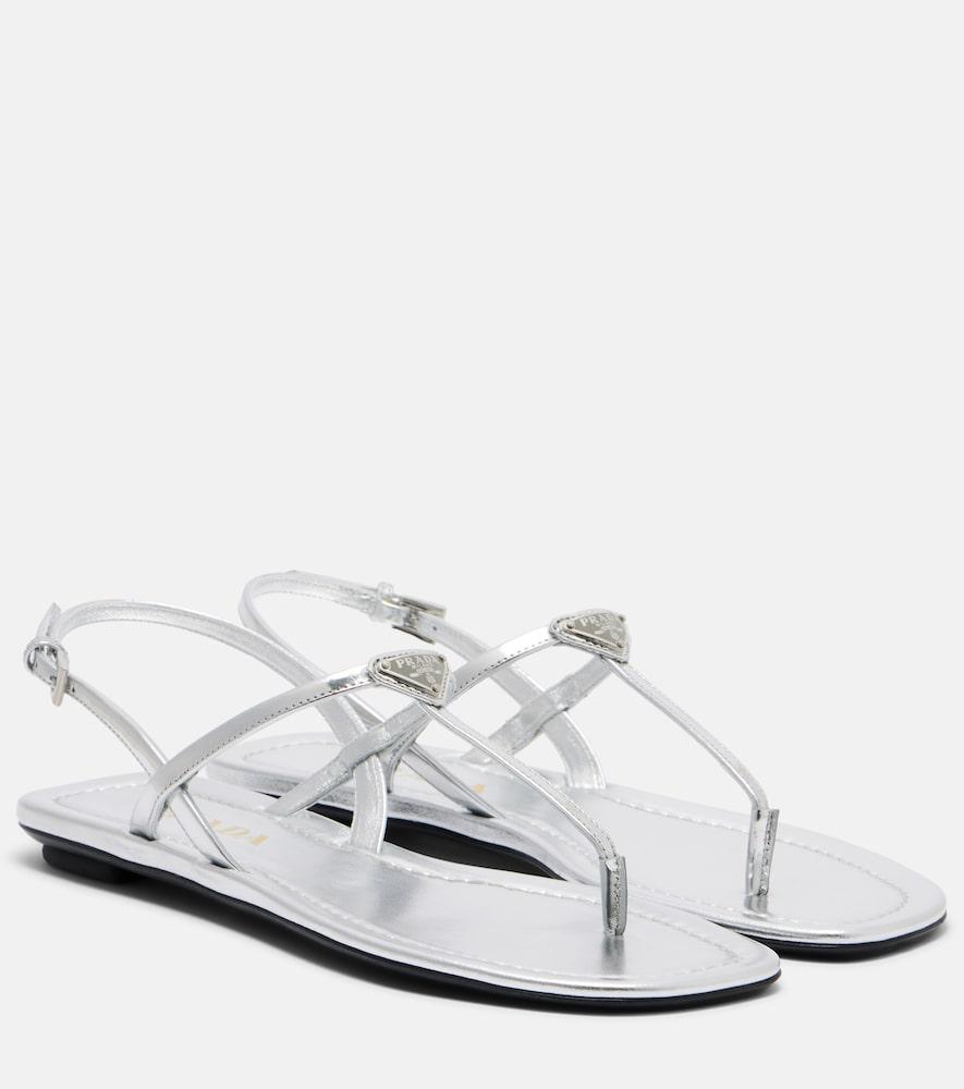 prada metallic leather sandals