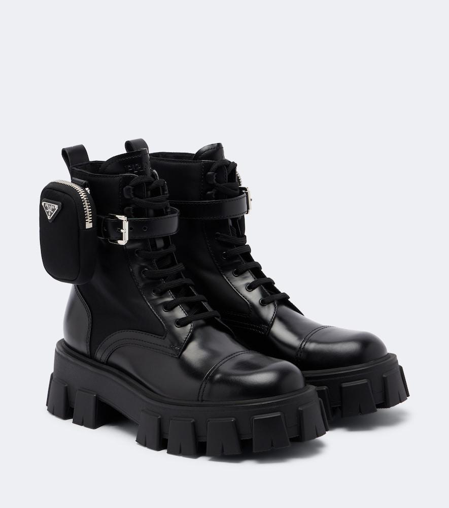 prada monolith leather ankle boots