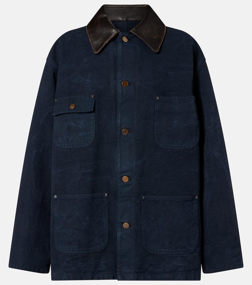 prada oversized cotton leather-trimmed jacket