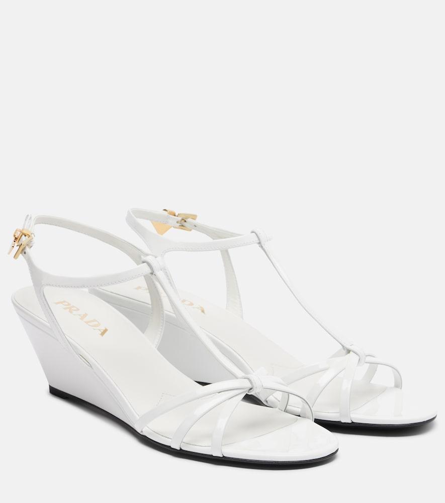 prada patent leather wedge sandals