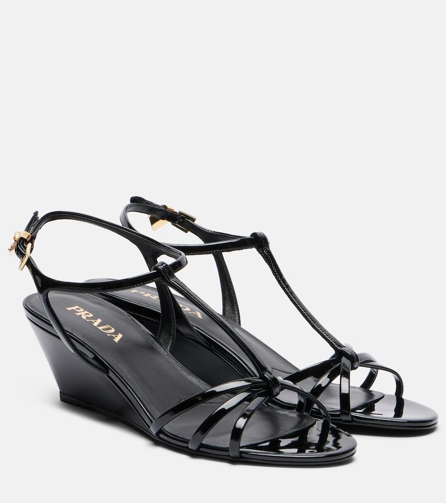 prada patent leather wedge sandals