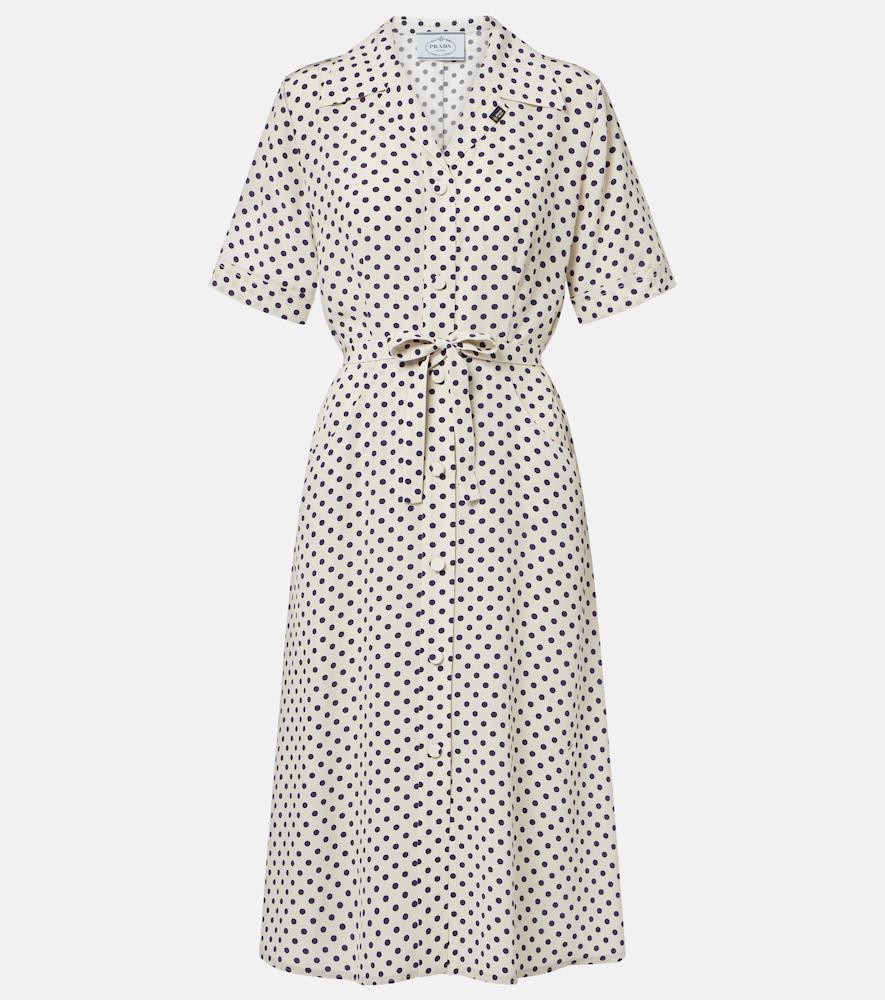 prada polka-dot silk shirt dress
