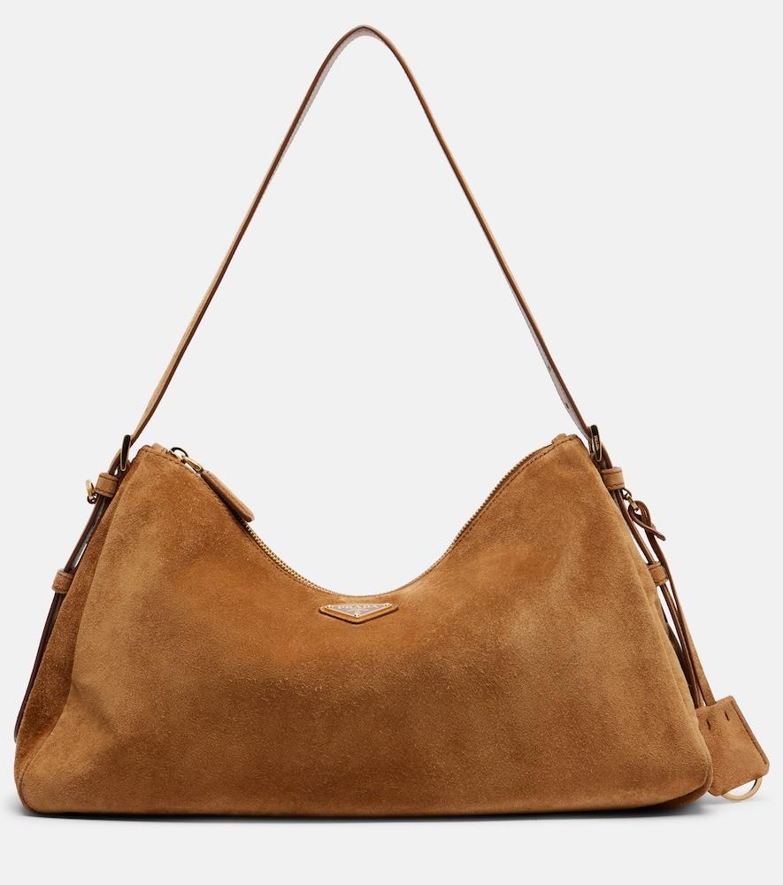 prada prada aimée large suede shoulder bag