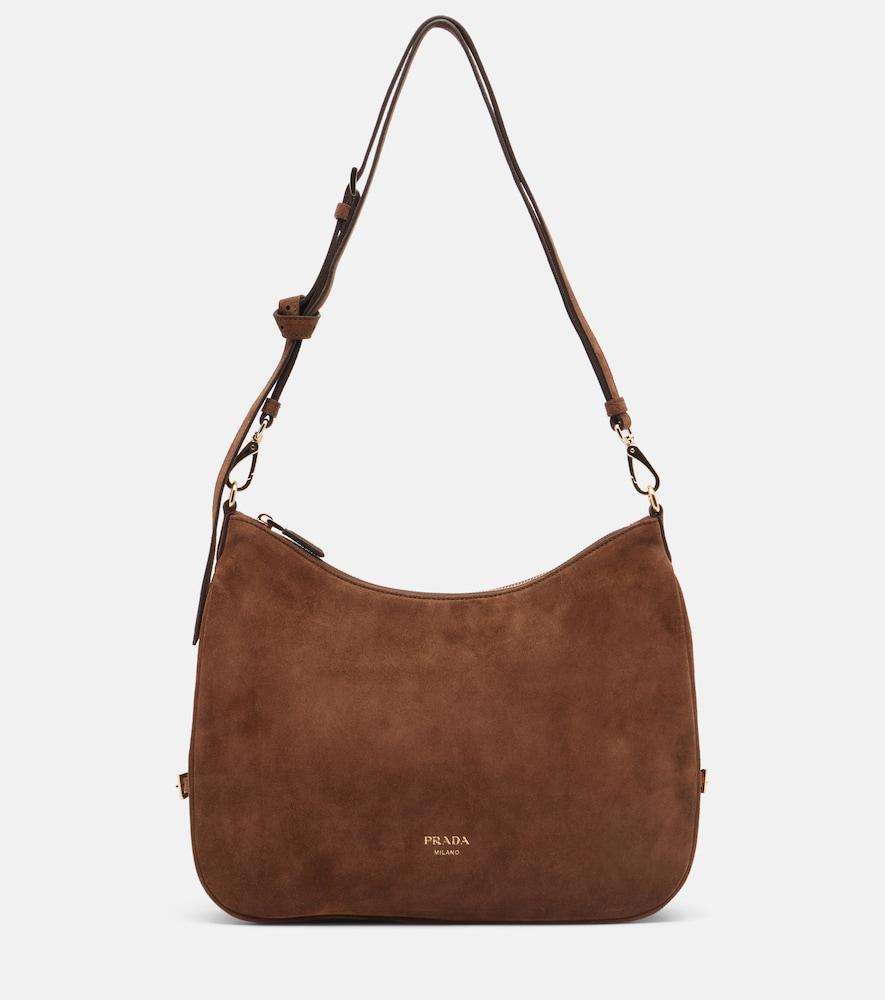 prada prada aimée large suede shoulder bag