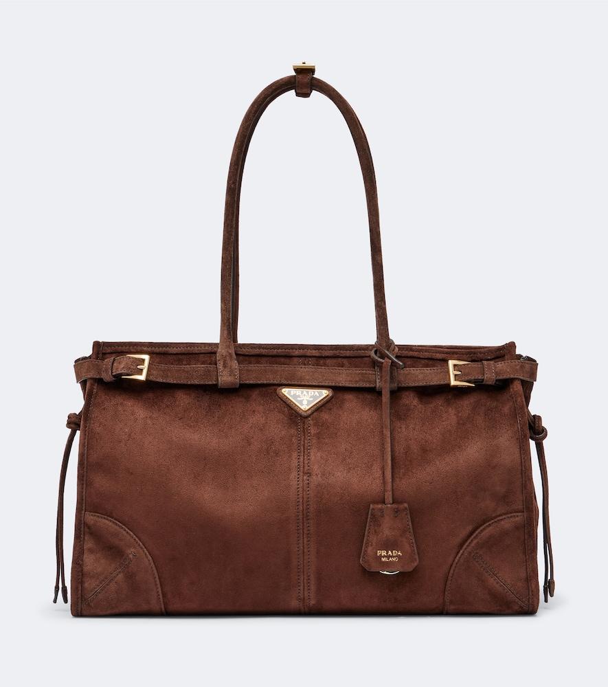 prada prada bonnie large suede tote bag