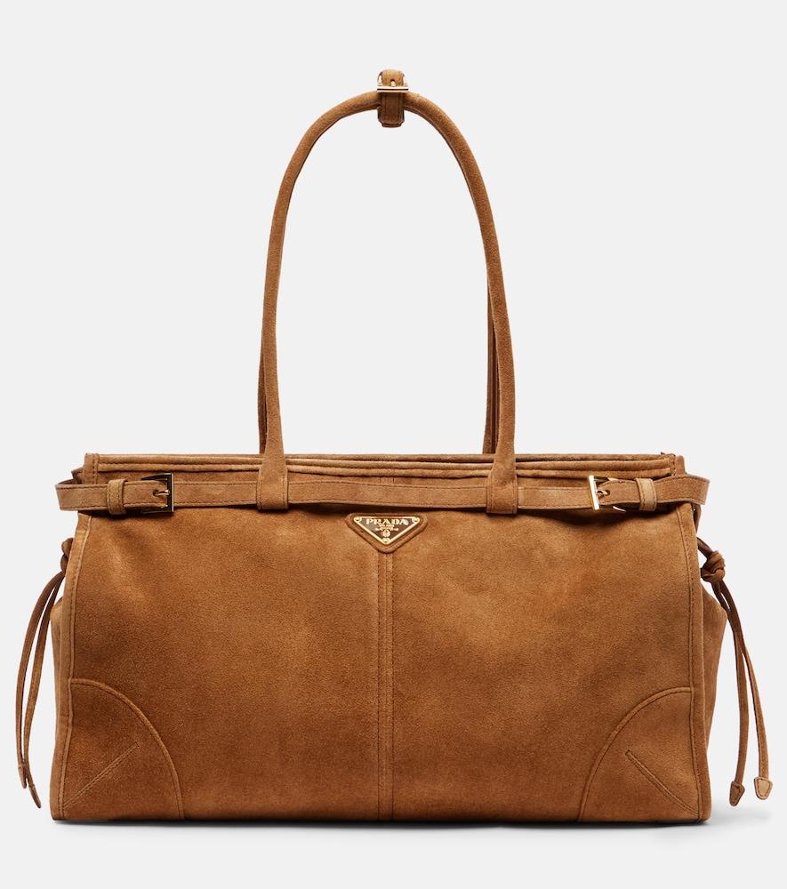 prada prada bonnie large suede tote bag
