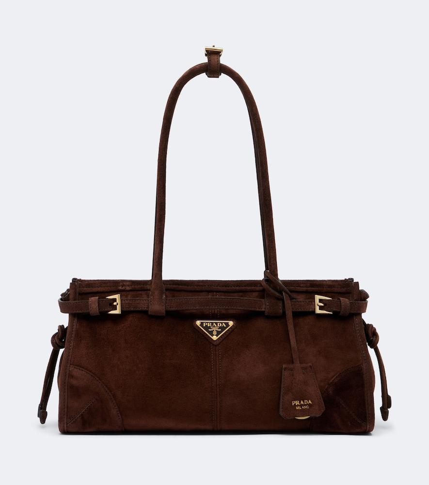 prada prada bonnie medium suede shoulder bag