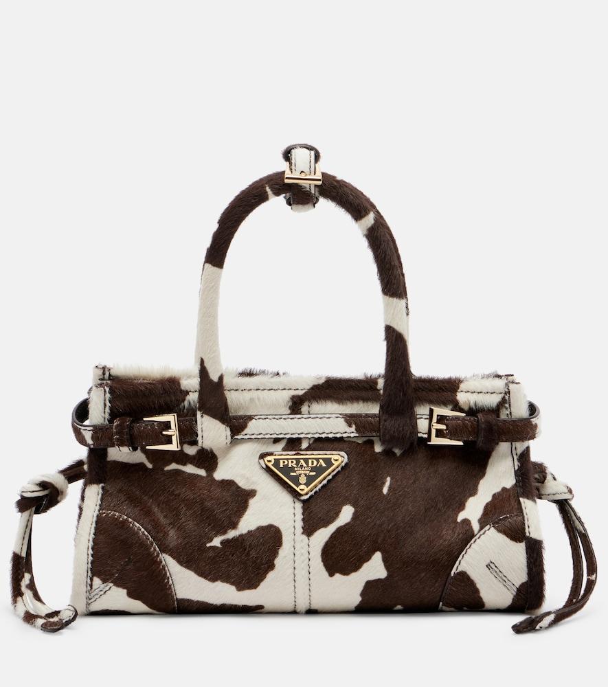 prada prada bonnie mini calf hair top-handle bag