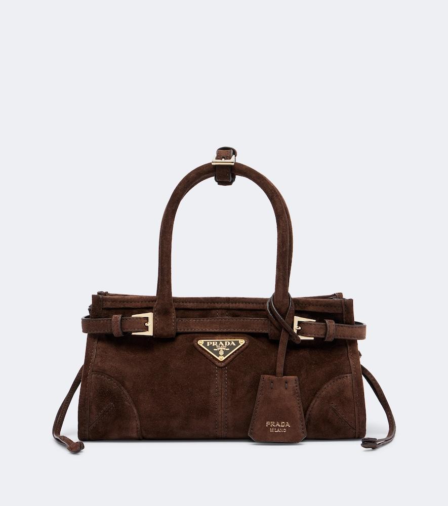 prada prada bonnie mini suede top-handle bag