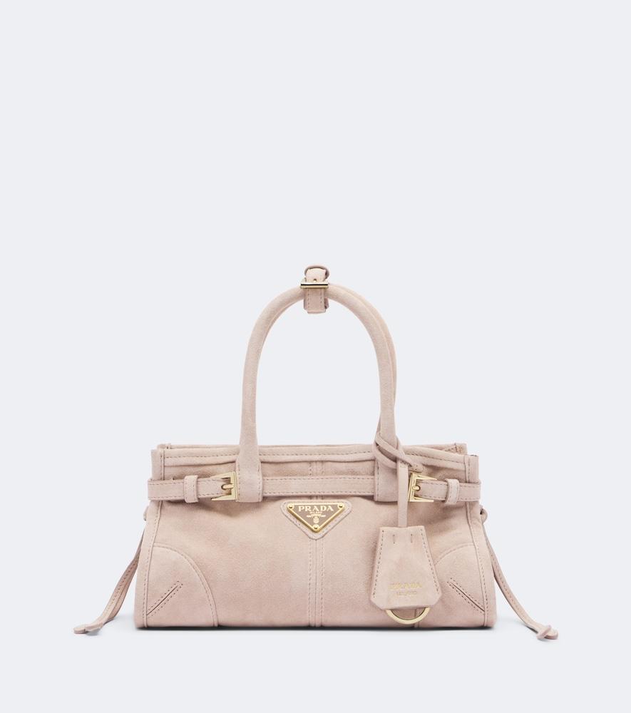 prada prada bonnie mini suede top-handle bag