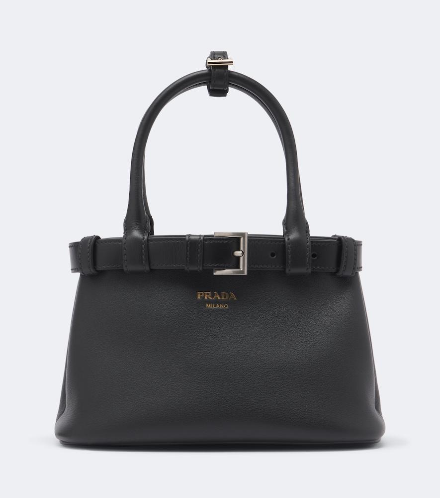 prada prada buckle small leather top-handle bag