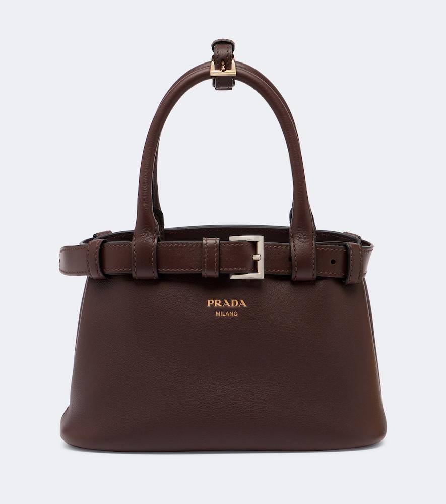 prada prada buckle small leather top-handle bag