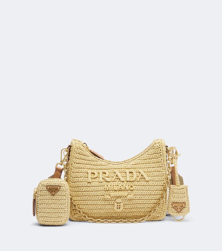 prada prada re-edition 2005 mini raffia-effect shoulder bag