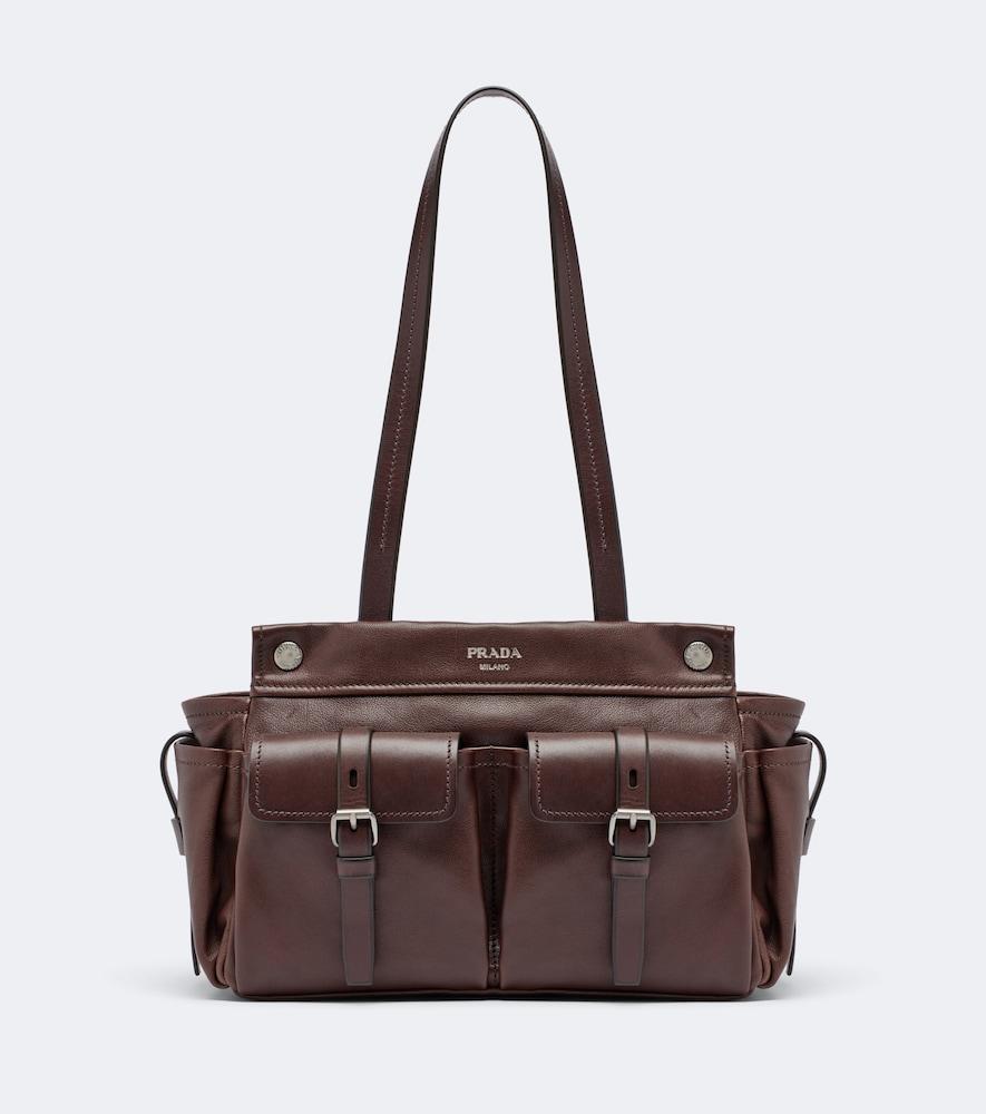 prada prada route medium leather tote bag