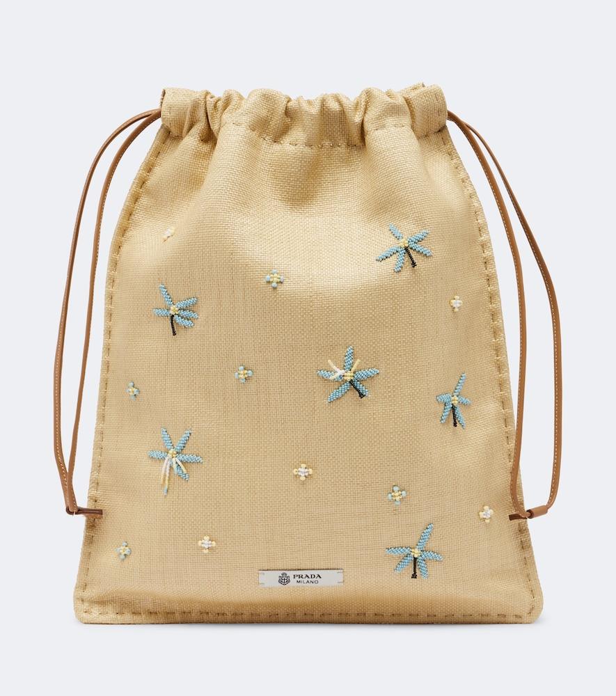 prada prada wish beaded canvas pouch
