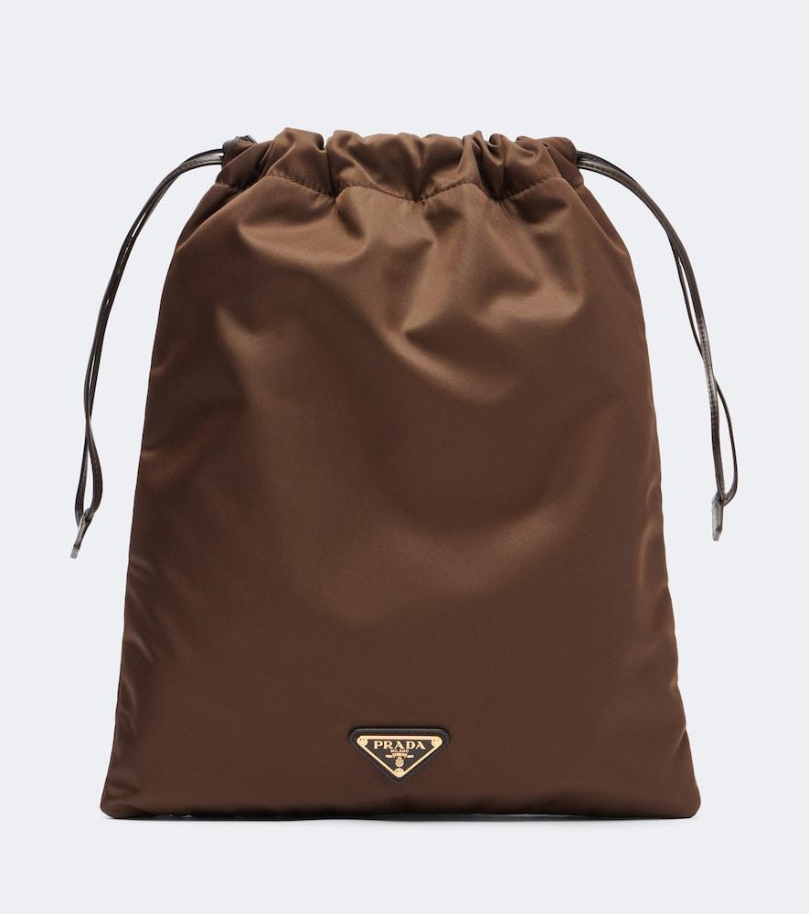 prada prada wish leather-trimmed re-nylon pouch