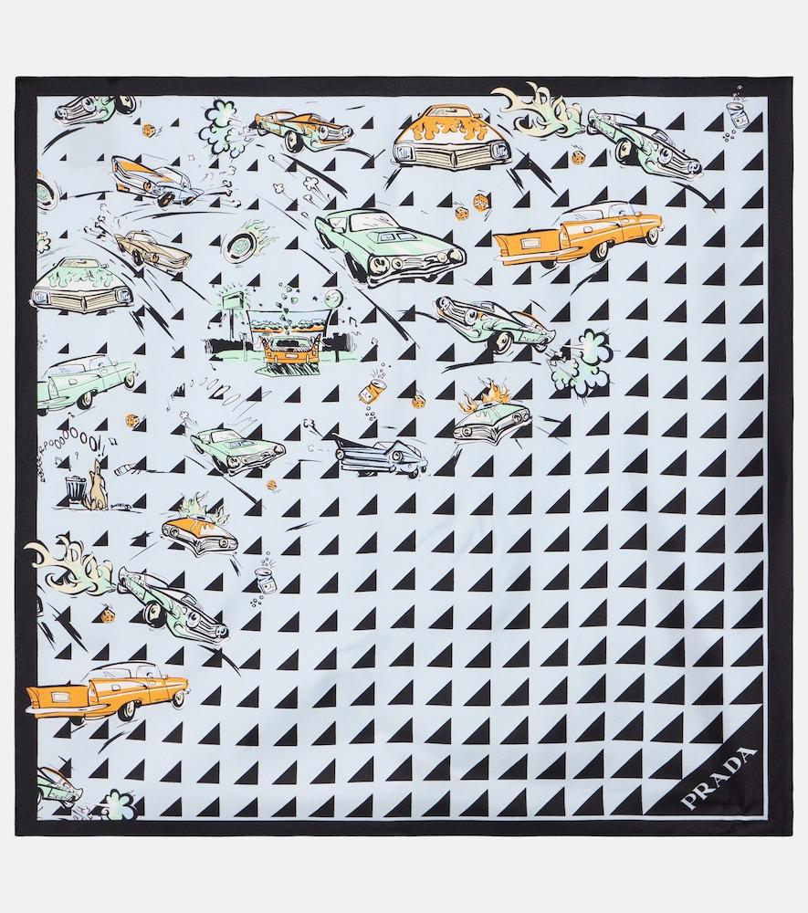 prada printed silk twill scarf